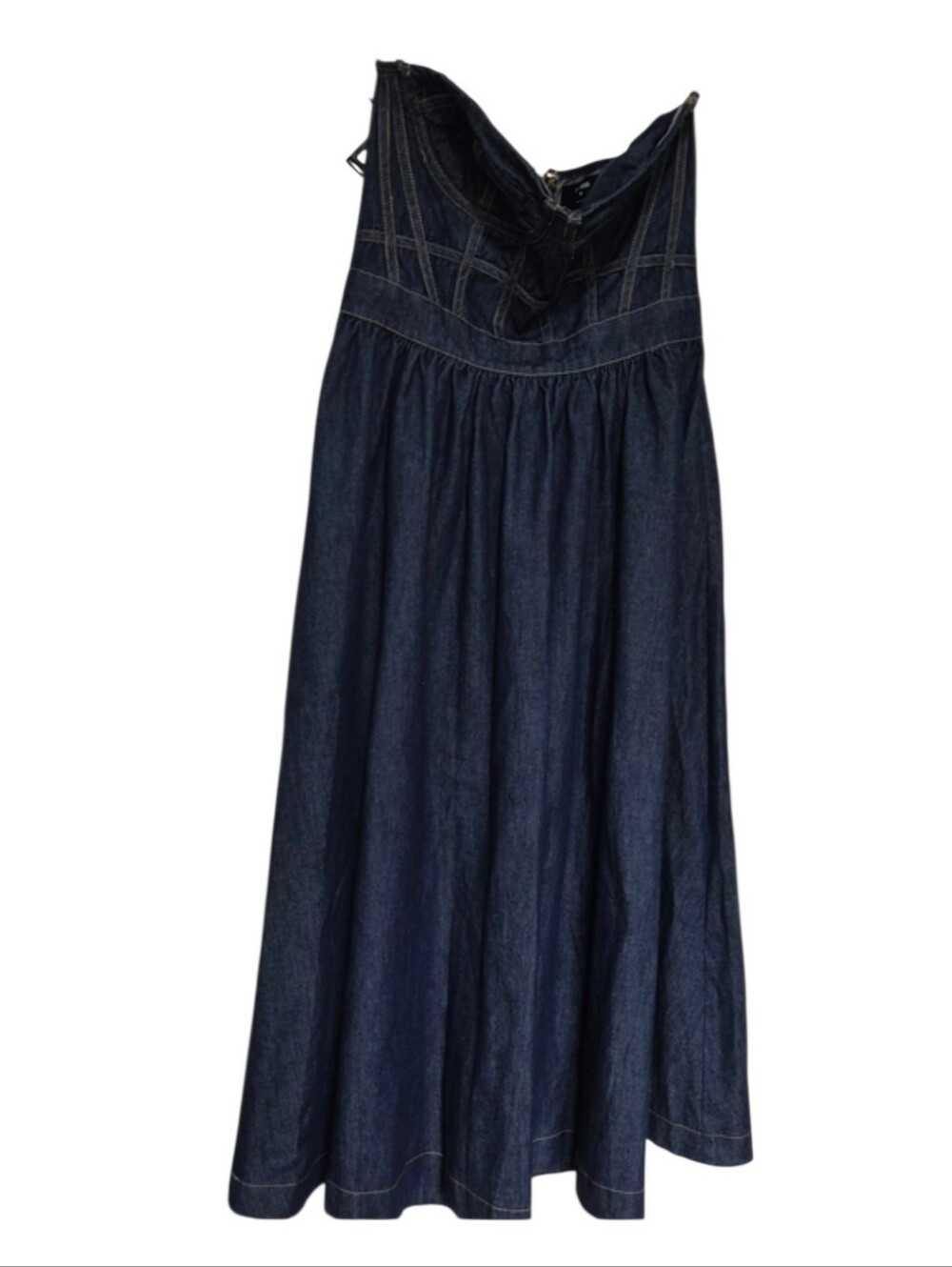 Express New With Tags Strapless Denim Corset Midi Dress Pockets Medium